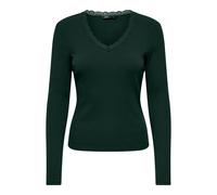 V-Shirt ONLY "ONLSARA SHARAI L/S V-NECK TOP JRS", Damen, Gr. 3XL, scarab, Jersey, Obermaterial: 94% Baumwolle, 6% Elasthan, unifarben, slim fit normal, V-Ausschnitt, Shirts, Baumwollmischung, slim fit