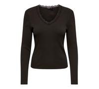 V-Shirt ONLY "ONLSARA SHARAI L/S V-NECK TOP JRS", Damen, Gr. L, chocolate torte, Jersey, Obermaterial: 94% Baumwolle, 6% Elasthan, unifarben, slim fit normal, V-Ausschnitt, Shirts, Baumwollmischung, s