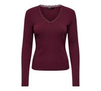 ONLY Slim Fit Langarmshirt aus Baumwoll-Mix Modell 'SARA SHARAI' in Bordeaux, Größe M