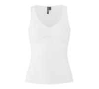 V-Shirt PIECES "PCMALIVA SL V-NECK TOP JRS NOOS BC", Damen, Gr. M, hellweiß, Jersey, Obermaterial: 90% Viskose, 10% Elasthan, unifarben, eng normal, V-Ausschnitt, Shirts, mit Raffung im Brustbereich (