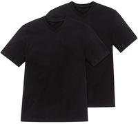 Schiesser Herren American T- Shirts mit V-Ausschnitt, 2er - Pack (M / (5), schwarz)