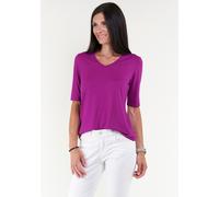 V-Shirt SEIDEL MODEN, Damen, Gr. 38, lila (beere), Jersey, Obermaterial: 95% Viskose, 5% Elasthan, unifarben, figurumspielend hüftlang, V-Ausschnitt, eingesetzt abgesteppt, Shirts V-Shirt, mit Halbarm