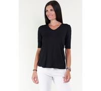 V-Shirt SEIDEL MODEN, Damen, Gr. 38, schwarz, Jersey, Obermaterial: 95% Viskose, 5% Elasthan, unifarben, figurumspielend hüftlang, V-Ausschnitt, eingesetzt abgesteppt, Shirts, mit Halbarm aus softem M