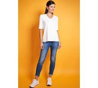 V-Shirt SEIDEL MODEN, Damen, Gr. 38, weiß (sanftes weiß), Jersey, Obermaterial: 95% Viskose, 5% Elasthan, figurumspielend hüftlang, V-Ausschnitt, eingesetzt abgesteppt, Shirts, mit Halbarm aus softem 