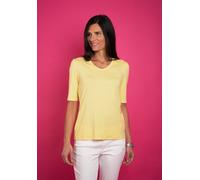 V-Shirt SEIDEL MODEN, Damen, Gr. 40, 21,vanille, Jersey, Obermaterial: 95% Viskose, 5% Elasthan, figurumspielend hüftlang, V-Ausschnitt, eingesetzt abgesteppt, Shirts V-Shirt, mit Halbarm aus softem M