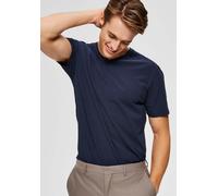 Herren Selected V-Ausschnitt T-Shirt | Einfarbiges Basic Kurzarm Shirt SLHNEWPIMA | Stretch Baumwolle, Farben:Navy, Größe:M