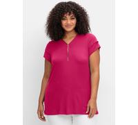 Sheego Kurzarmshirt mit goldfarbenem Zipper 44/46 pink