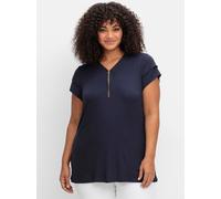 V-Shirt SHEEGO BY JOE BROWNS "Shirt", Damen, Gr. 56/58, blau (nachtblau), 95% Viskose, 5% Elasthan, unifarben, V-Ausschnitt, Shirts (75744340-56) nachtblau