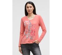 V-Shirt SOCCX, Damen, Gr. 3XL, apricot sunset, Single Jersey, Material: 95% Baumwolle, 5% Elasthan, bedruckt, slim fit normal, V-Ausschnitt, eingesetzt gerader Abschluss, Shirts, mit Baumwolle (256527