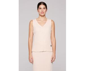 V-Shirt SOCCX, Damen, Gr. 3XL, beige (milky beige), Single Jersey, Material: 100% Baumwolle, bestickt, slim fit normal, V-Ausschnitt, Shirts, aus Baumwolle (89660419-XXXL) milky beige