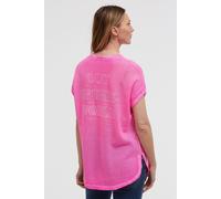 V-Shirt SOCCX, Damen, Gr. 3XL, neon magenta, Strick, Material: 60% Baumwolle, 40% Viskose, Glitzermuster, bedruckt, regular fit normal, V-Ausschnitt, Shirts, mit Seitenschlitze (43677146-XXXL) neon ma