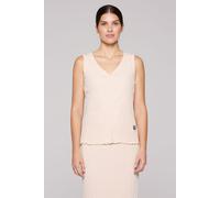 V-Shirt SOCCX, Damen, Gr. M, beige (milky beige), Single Jersey, Material: 100% Baumwolle, bestickt, slim fit normal, V-Ausschnitt, Shirts, aus Baumwolle (89660419-M) milky beige