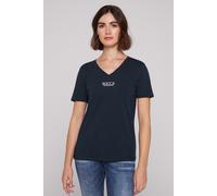 V-Shirt SOCCX, Damen, Gr. M, blau, Single Jersey, Material: 100% Baumwolle, bedruckt, slim fit normal, V-Ausschnitt, eingesetzt gerader Abschluss, Shirts, aus Baumwolle (34785926-M) blau