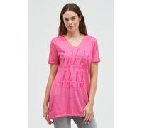 V-Shirt SOCCX, Damen, Gr. M, pink (neon magenta), Single Jersey, Material: 100% Baumwolle, bedruckt, regular fit lang, V-Ausschnitt, eingesetzt gerader Abschluss, Shirts, aus Baumwolle (93885939-M) ne