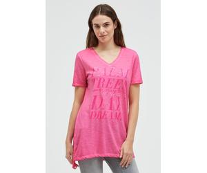 V-Shirt SOCCX, Damen, Gr. M, pink (neon magenta), Single Jersey, Material: 100% Baumwolle, bedruckt, regular fit lang, V-Ausschnitt, eingesetzt gerader Abschluss, Shirts, aus Baumwolle (93885939-M) ne