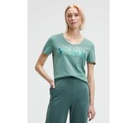 V-Shirt SOCCX, Damen, Gr. M, topaz, Single Jersey, Material: 100% Baumwolle, Glitzermuster, bedruckt, slim fit normal, V-Ausschnitt, eingesetzt gerader Abschluss, Shirts, aus Baumwolle (10592931-M) to
