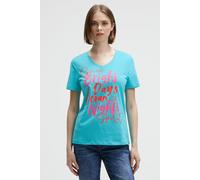 SOCCX Damen T-Shirt mit V-Ausschnitt und Artwork Ocean Flash, XL