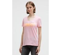 V-Shirt SOCCX, Damen, Gr. XS, smooth rose, Single Jersey, Material: 100% Baumwolle, Glitzermuster, bedruckt, slim fit normal, V-Ausschnitt, eingesetzt gerader Abschluss, Shirts, aus Baumwolle (7647321