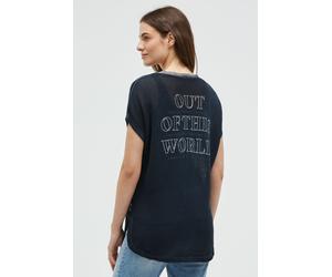 V-Shirt SOCCX, Damen, Gr. XXL, blau, Strick, Material: 60% Baumwolle, 40% Viskose, Glitzermuster, bedruckt, regular fit normal, V-Ausschnitt, Shirts, mit Seitenschlitze (22807620-XXL) blau