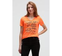 SOCCX Damen T-Shirt V-Ausschnitt mit Colour Gradient Print Brilliant Orange Neon, XXL
