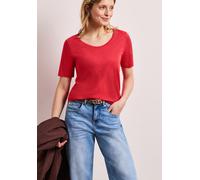 Street One Frauen Basic T-Shirt mit V-Neck in Unifarbe in Rot, Gr: 36