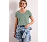 Street One Frauen Basic T-Shirt mit V-Neck in Unifarbe in Grün, Gr: 44