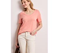 Street One Frauen Basic T-Shirt mit V-Neck in Unifarbe in Orange, Gr: 46