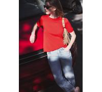 Street One Studio Frauen T-Shirt mit Rundhals und Puffärmeln in Rot, Gr: 42