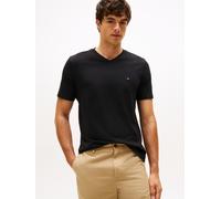 Tommy Hilfiger V-Shirt "ESSENTIAL V-NECK TEE mit V-Ausschnitt und Markenlabel" unifarben, casual, regular fit, Baumwolle, V-Ausschnitt (52150160-XL) schwarz