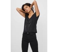 V-Shirt VERO MODA "VMFILLI", Damen, Gr. XS, schwarz, Jersey, Obermaterial: 70% Modal, 30% Polyester, unifarben, figurumspielend hüftlang, V-Ausschnitt, angeschnitten, Shirts (76984762-XS) schwarz