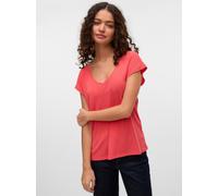 V-Shirt VERO MODA "VMFILLI SS V-NECK TEE GA NOOS", Damen, Gr. L, rosa (dubarry), Jersey, Obermaterial: 70% Modal, 30% Polyester, unifarben, relaxed fit normal, V-Ausschnitt, Shirts (60783218-L) dubarr