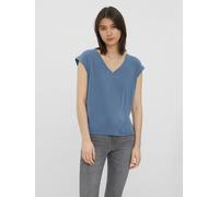 V-Shirt VERO MODA "VMFILLI SS V-NECK TEE GA NOOS", Damen, Gr. S, blau (china blau), Jersey, Obermaterial: 70% Modal (TENCEL™), 30% Polyester, unifarben, relaxed fit normal, V-Ausschnitt, Shirts, Mater