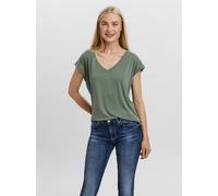 V-Shirt VERO MODA "VMFILLI SS V-NECK TEE GA NOOS", Damen, Gr. S, grün (laurel wreath), Jersey, Obermaterial: 70% Modal, 30% Polyester, unifarben, relaxed fit normal, V-Ausschnitt, Shirts (33018045-S)