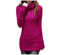 v28 Rollkragenpullover für Damen, Strick, dehnbar, elastisch, lang, schmal, Pflaume, S
