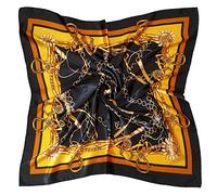 vabovin Seidenähnliches Kopftuch für Damen, Satin, bedrucktes Bandana zum Einwickeln von Haaren, modisches Accessoire, 89 cm, quadratischer Haarschal, 014 Schwarz-goldene Kette, 35'' x 35''