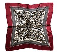 vabovin Seidenähnliches Kopftuch für Damen, Satin, bedrucktes Bandana zum Haarwickeln, modisches Accessoire, 89,9 cm, quadratischer Haarschal, 013 Leopard Dunkelrot, 35'' x 35''