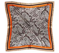 vabovin Seidenähnliches Kopftuch für Damen, Satin, bedrucktes Bandana zum Haarwickeln, modisches Accessoire, 89,9 cm, quadratischer Haarschal, 104 Paisley Orange Braun, 35'' x 35''