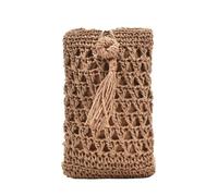 Vacation Straw Rope Woven Shoulder Bag Mini Crossbody Phone Purse | Women Small Phone Bag With Plain Pattern Vertical Square Shape for Beach Resort Weekend Use