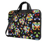 vacsAX 15,6 Zoll Laptoptasche - mit weichem Innenfutter, mehrere Taschen - ideal für Männer, Reisen und Business, Autismus Awareness Puzzleteile Herz, 15.6 inch