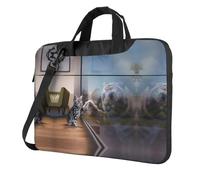 vacsAX 15,6 Zoll Laptoptasche - mit weichem Innenfutter, mehrere Taschen - ideal für Männer, Reisen und Business, Katze und Reflexion Tiger, 13 inch