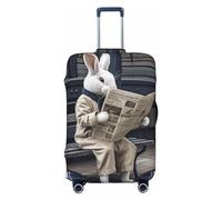 VACSAX Gepäckabdeckung mit Motiv "Rabbit is Looking at Something", elastischer Kofferbezug, waschbarer Kofferschutz, Reisegepäckhülle mit verdecktem Reißverschluss, passend für 45-81 cm, Schwarz , XL