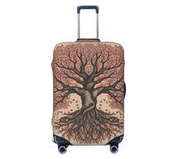 VACSAX Handgezeichneter Baumdruck, Gepäckabdeckung, elastischer Kofferbezug, waschbarer Kofferschutz, Reisegepäckhülle mit verdecktem Reißverschluss, passend für 45-81 cm, Schwarz , XL