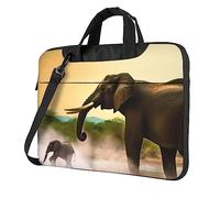 VACSAX Laptoptasche Laptop Aktentasche Afrika Elefant Print Laptoptasche Business Büro Arbeit Computertasche, Schwarz , 13 inch