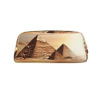VACSAX Leder Federmäppchen Ägyptische Pyramide in Wüste Drucken Federmappe Federtasche Leder Federtasche Schreibwaren Tasche, gold, Einheitsgröße, Taschen-Organizer