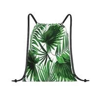 VACSAX Rucksack mit Kordelzug, wasserabweisend, mit Palmblatt-Druck, Sportbeutel, Turnbeutel, Palmenblatt, One size