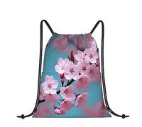 VACSAX Rucksack mit Kordelzug, wasserabweisend, mit Weihnachtsbaum- und Glocken-Druck, Sportbeutel, Turnbeutel, Cherry Blossom, One size