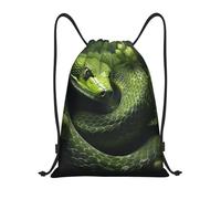 VACSAX Tasche mit Kordelzug, Motiv: grüne Schlange auf Bäumen, wasserdicht, lässig, langlebig, Sportbeutel für Damen und Herren, grün