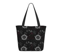 VACSAX Tote Bag für Frauen Supernatural Symbole Schwarz Print Schultertaschen Casual Handtaschen, Schwarz , Einheitsgröße