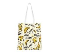 VACSAX Wiederverwendbare Einkaufstaschen aus Segeltuch mit Bananen-Druck-Einkaufstasche, Schwarz , Einheitsgröße