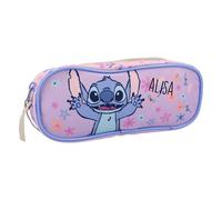 Vadobag Personalisiertes Schlampermäppchen Stitch mit Name, Stifteetui Mädchen, Faulenzer Etui, Geschenk Einschulung Kindergeburtstag